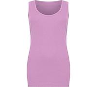 WearAll Pack of 2 Plus Size Womens Plain Ribbed Ladies Sleeveless Scoop Neck Vest Top - Lilac - 14