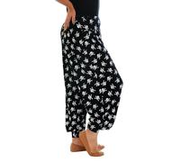 WearAll Plus Size Harem Print Womens Trousers Long Full Baggy Ladies Pants - Skull and Bones - 12/14