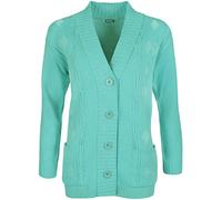 WearAll Plus Size Womens Button Long Sleeve Pocket Top Ladies Knitted Cardigan - Aqua - 8-10