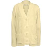 WearAll Plus Size Womens Button Long Sleeve Pocket Top Ladies Knitted Cardigan - Cream - 12-14