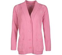 WearAll Plus Size Womens Button Long Sleeve Pocket Top Ladies Knitted Cardigan - Dusky Pink - 8-10