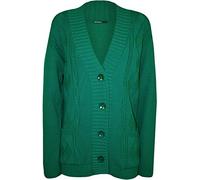 WearAll Plus Size Womens Button Long Sleeve Pocket Top Ladies Knitted Cardigan - Green - 16-18