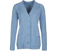 WearAll Plus Size Womens Button Long Sleeve Pocket Top Ladies Knitted Cardigan - Light Blue - 18-20