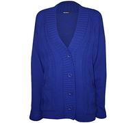 WearAll Plus Size Womens Button Long Sleeve Pocket Top Ladies Knitted Cardigan - Royal Blue - 18-20