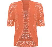 WearAll Plus Size Womens Crochet Knitted Short Sleeve Ladies Shrug Cardigan Top - Orange - 28-30