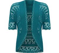WearAll Plus Size Womens Crochet Knitted Short Sleeve Ladies Shrug Cardigan Top - Teal - 20-22