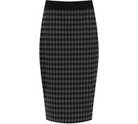 WearAll Plus Size Womens Dogtooth Check Back Slit Pencil Skirt Ladies Stretch Grey 16/18