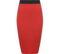 WearAll Plus Size Womens Elasticated Plain Jersey Ladies Knee Length Skirt - Red - 20-22