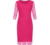 WearAll Plus Size Womens Floral Lace Lined Ladies 3/4 Sleeve Knee Length Dress - Cerise - 22-24