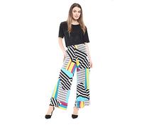 WearAll Plus Size Womens Floral Print Ladies Wide Leg Palazzo Trousers Pants - Abstract Prints - 12-14