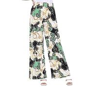 WearAll Plus Size Womens Floral Print Ladies Wide Leg Palazzo Trousers Pants - Paisley White Chain - 20-22