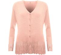 WearAll Plus Size Womens Knitted Button Cardigan Ladies Long Sleeve Crochet Top - Pink 8-10