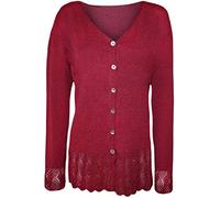 WearAll Plus Size Womens Knitted Button Cardigan Ladies Long Sleeve Crochet Top - Sizes 14-24