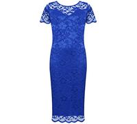 WearAll Plus Size Womens Lace Lined Ladies Short Sleeve Bodycon Midi Dress - 14-28