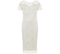 WearAll Plus Size Womens Lace Lined Ladies Short Sleeve Bodycon Midi Dress - Cream - 22-24