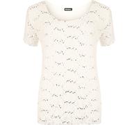 WearAll Plus Size Womens Lace Sequin Lined Ladies Sleeve Party Crochet Top - Cream - 12/14