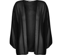 WearAll Plus Size Womens Plain 3/4 Sleeve Ladies Open Kimono Cardigan Top - Black - 20-22