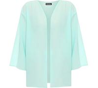 WearAll Plus Size Womens Plain 3/4 Sleeve Ladies Open Kimono Cardigan Top - Mint Green - 20-22