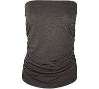 WearAll Plus Size Womens Plain Black Bandeau Strapless Ladies Boob Tube Top Charcoal 8-10
