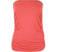 WearAll Plus Size Womens Plain Black Bandeau Strapless Ladies Boob Tube Top - Coral - 16-18