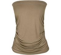 WearAll Plus Size Womens Plain Black Bandeau Strapless Ladies Boob Tube Top Mocha 8-10
