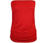 WearAll Plus Size Womens Plain Black Bandeau Strapless Ladies Boob Tube Top - Red - 20-22