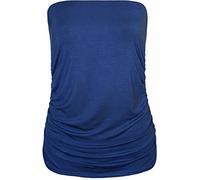 WearAll Plus Size Womens Plain Black Bandeau Strapless Ladies Boob Tube Top - Royal Blue - 14-16