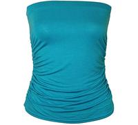 WearAll Plus Size Womens Plain Black Bandeau Strapless Ladies Boob Tube Top Turquoise 8-10
