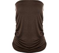 WearAll Plus Size Womens Plain Dark Brown Bandeau Strapless Ladies Boob Tube Top - Dark Brown - 16-18