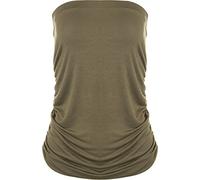 WearAll Plus Size Womens Plain Khaki Bandeau Strapless Ladies Boob Tube Top - Khaki - 14-16