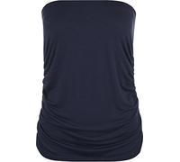WearAll Plus Size Womens Plain Navy Blue Bandeau Strapless Ladies Boob Tube Top - Navy Blue - 16-18