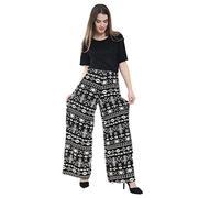 WearAll Plus Size Womens Plain Palazzo Wide Leg Flared Ladies Printed Trousers Pants