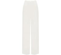 WearAll Plus Size Womens Plain Palazzo Wide Leg Flared Ladies Trousers Pants - Cream - 12-14