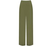 WearAll Plus Size Womens Plain Palazzo Wide Leg Flared Ladies Trousers Pants - Khaki - 12-14