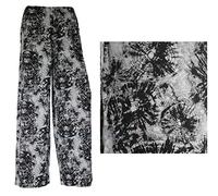 WearAll Plus Size Womens Plain Palazzo Wide Leg Flared Ladies Trousers Pants#(Tie Dye Web Print Wide Leg Palazzo#UK 20-22#Womens)