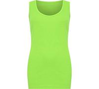 WearAll Plus Size Womens Plain Ribbed Ladies Sleeveless Scoop Neck Vest Top - Fluorescent Green - 14