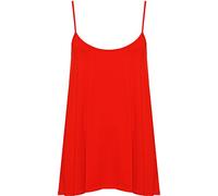 WearAll Plus Size Womens Plain Strappy Sleeveless Ladies Swing Cami Vest Top - Red - 16-18