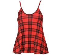 WearAll Plus Size Womens Plain Strappy Sleeveless Ladies Swing Cami Vest Top Red Tartan 20-22