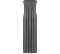 WearAll Plus Size Womens Printed Bandeau Stapless Ladies Shirred Long Maxi Dress Charcoal 8-10
