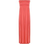 WearAll Plus Size Womens Printed Bandeau Stapless Ladies Shirred Long Maxi Dress Coral 16-18