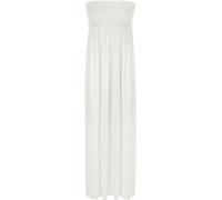 WearAll Plus Size Womens Printed Bandeau Stapless Ladies Shirred Long Maxi Dress Cream 12-14