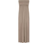 WearAll Plus Size Womens Printed Bandeau Stapless Ladies Shirred Long Maxi Dress Mocha 12-14