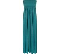WearAll Plus Size Womens Printed Bandeau Stapless Ladies Shirred Long Maxi Dress Teal 8-10