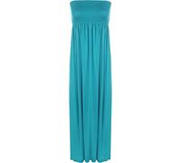 WearAll Plus Size Womens Printed Bandeau Stapless Ladies Shirred Long Maxi Dress Turquoise 20-22