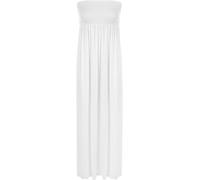 WearAll Plus Size Womens Printed Bandeau Stapless Ladies Shirred Long Maxi Dress White 8-10