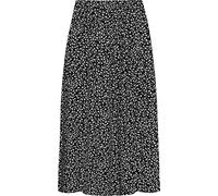 WearAll Plus Size Womens Printed Pattern Elasticated Waist Ladies Flared Skirt - Black White Flower - 20-22