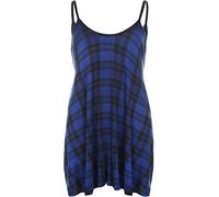 WearAll Plus Size Womens Printed Strappy Sleeveless Ladies Mini Dress Vest Top - Blue Tartan - 20-22