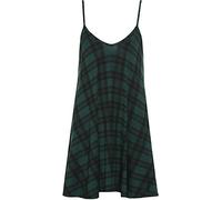 WearAll Plus Size Womens Printed Strappy Sleeveless Ladies Mini Dress Vest Top - Green Tartan - 20-22