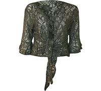 WearAll Plus Size Womens Sequin Lace Tie Up 3/4 Bell Sleeve Ladies Crochet Party Top Sizes 12-26