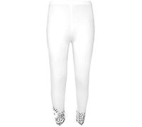 WearAll Plus Size Womens Sequin Scallop Beaded Flower Petal Scallop Ladies Leggings Pants - White - 24-26